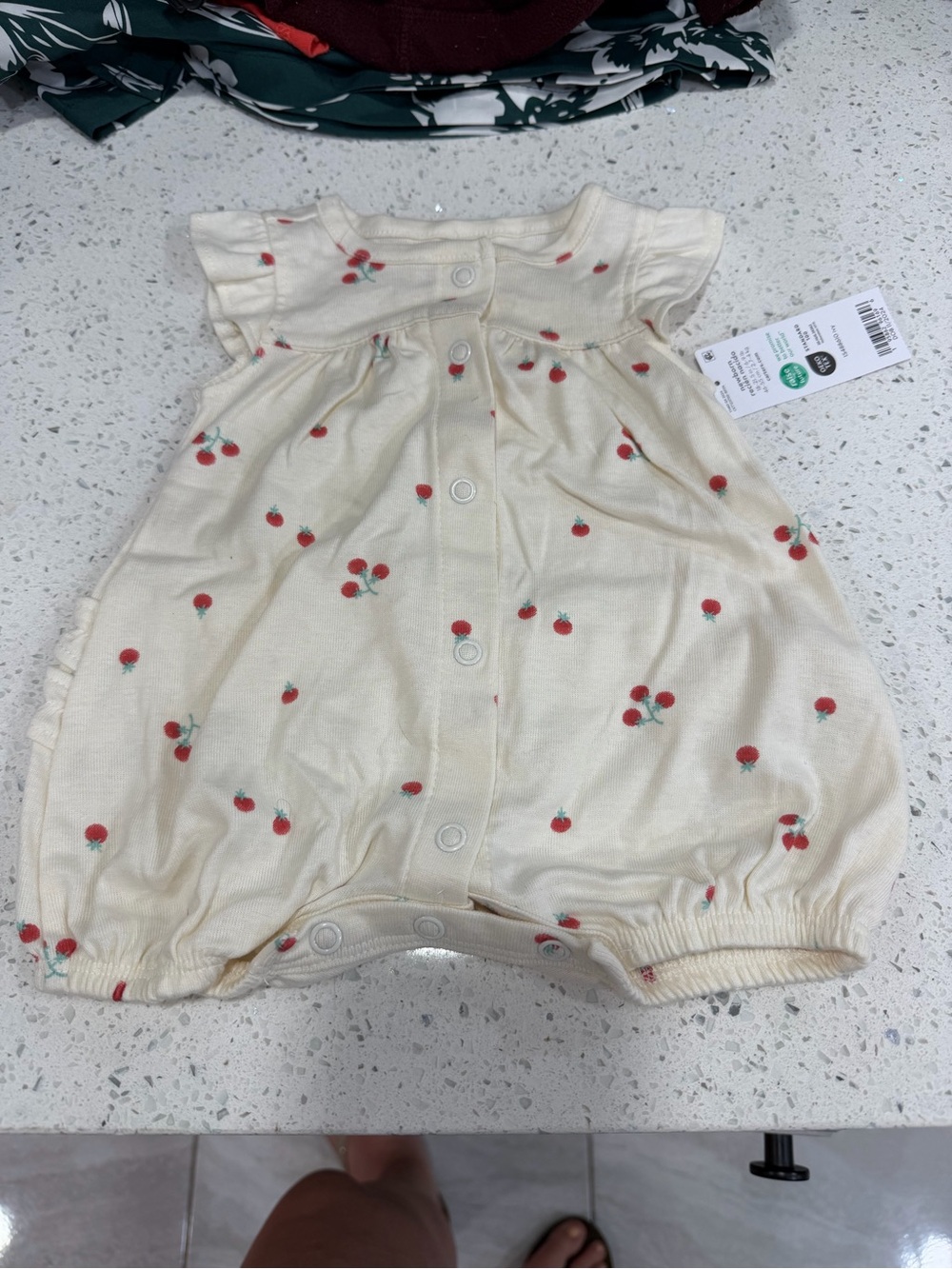 Carter's Cream Romper with Red Strawberry Accents